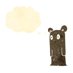 retro cartoon bear with thought bubble