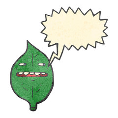 retro cartoon talking leaf