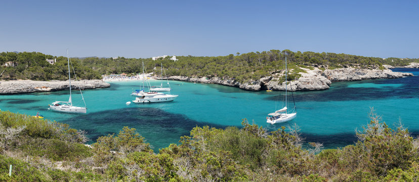 Cala Mondrago Bay, Parc Natural Mondrago, near Porto Pedro, Majorca (Mallorca), Balearic Islands (Islas Baleares), Spain, Mediterranean