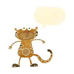 retro cartoon tiger with speech bubble