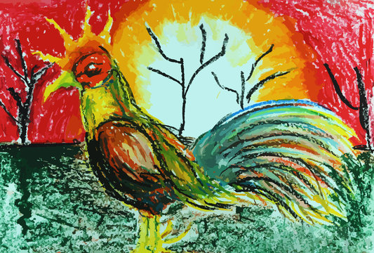 colorful gamecock painting background