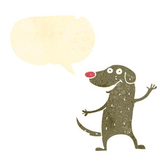 retro cartoon dog with speech bubble
