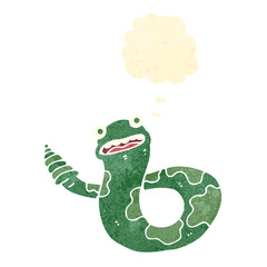 retro cartoon snake with thought bubble