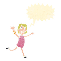 retro cartoon joyful woman