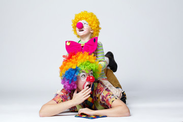 big and little funny clowns photo