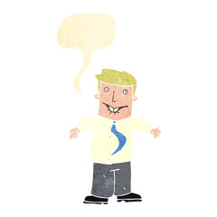 retro cartoon office man shrugging shoulders
