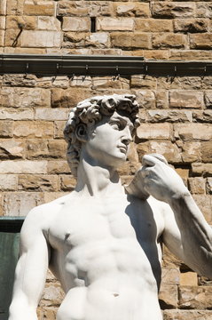 David  by Michelangelo dating from the 16th century, Piazza della Signoria, Florence (Firenze), Tuscany