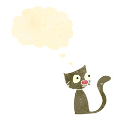 retro cartoon cat with thought cloud