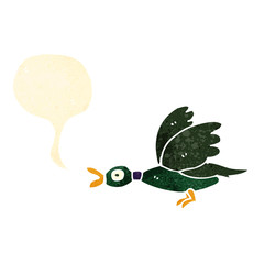 retro cartoon flying duck