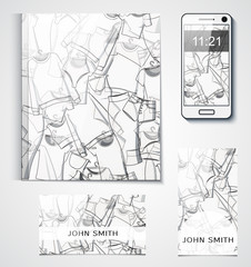 Corporate set of objects with the design clothes