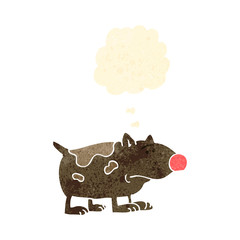retro cartoon dog with thought bubble
