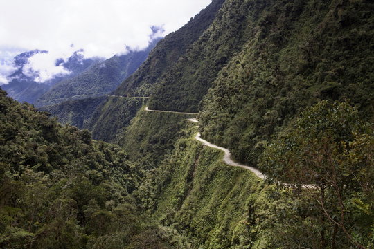 View of the El Camino della Muerte, Yungas Valley, Bolivia