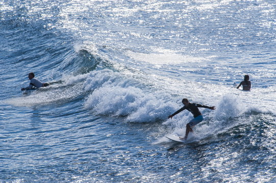 Surfers at the Hookipa Beach Park, Paai, Maui, Hawaii