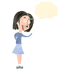 retro cartoon woman with thought bubble