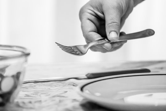 Table set for dinner with cutlery