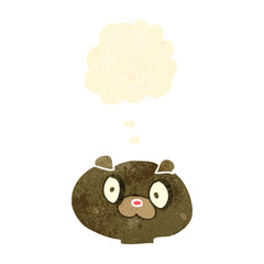 retro cartoon dog face with thought bubble