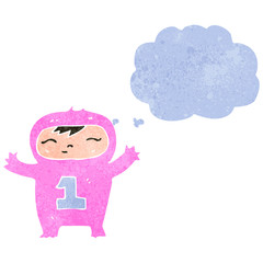 retro cartoon baby with thought bubble