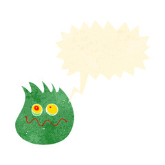 retro cartoon shouting flame creature