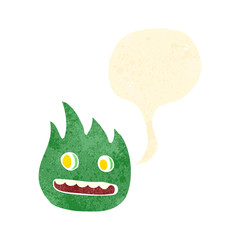 retro cartoon flame creature