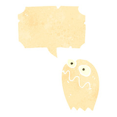 retro cartoon ghost with speech bubble