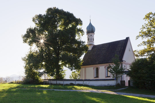 Ramsachkirche church at Murnauer Moos Moor, Murnau am Staffelsee, Upper Bavaria, Bavaria, Germany