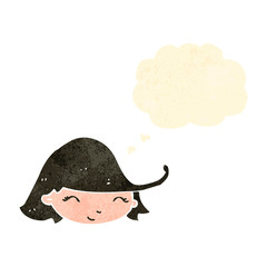 retro cartoon woman with thought bubble