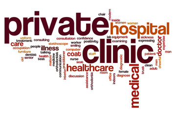 Private clinic word cloud concept