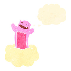 retro cartoon bear on cloud