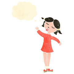 retro cartoon woman with thought bubble