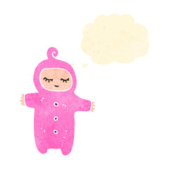 retro cartoon baby with thought bubble