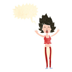 retro cartoon frightened woman