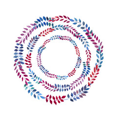 Сircular ornament with watercolor leaves