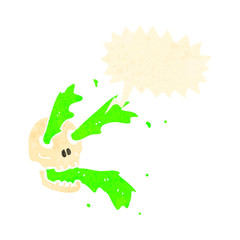 retro cartoon gross slime spurting skull