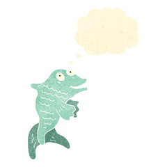 retro cartoon fish with thought bubble