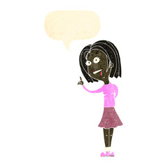 retro cartoon woman with idea