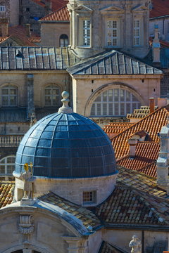 Church of St. Blaise with Cathedral of the Assumption of the Virgin Mary beyond, Old Town (Stari Grad), Dubrovnik, Dalmatia, Croatia