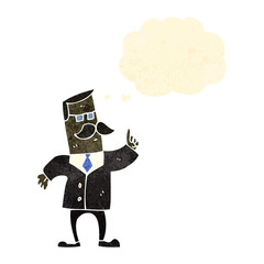 retro cartoon important businessman with thought bubble
