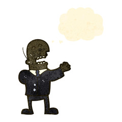 retro cartoon important businessman with thought bubble