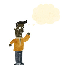 retro cartoon waving man