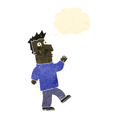 retro cartoon waving man