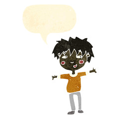 retro cartoon happy boy