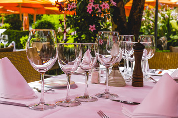 summer terrace with drinks and meals ready to eat, Marbella Spai