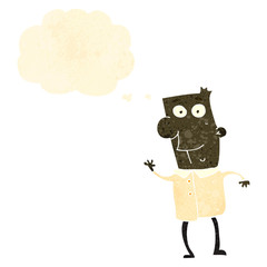 retro cartoon happy man with thought bubble