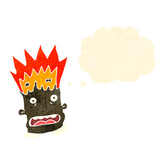 retro cartoon man with exploding head