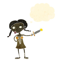 retro cartoon medieval girl