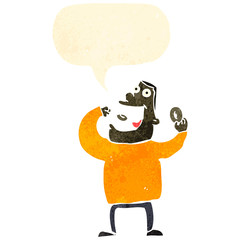 retro cartoon greedy man