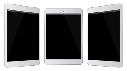 White Tablet PC Vector Illustration with side views.