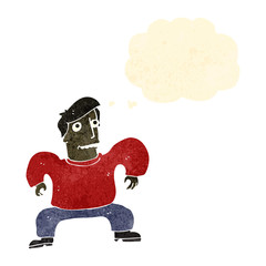 retro cartoon man posing like crab