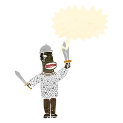 retro cartoon medieval warrior