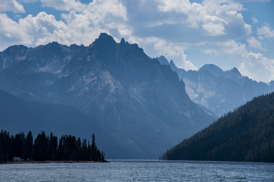 Redfish Lake in a valley north of Sun Valley, Sawtooth National Forest, Idaho